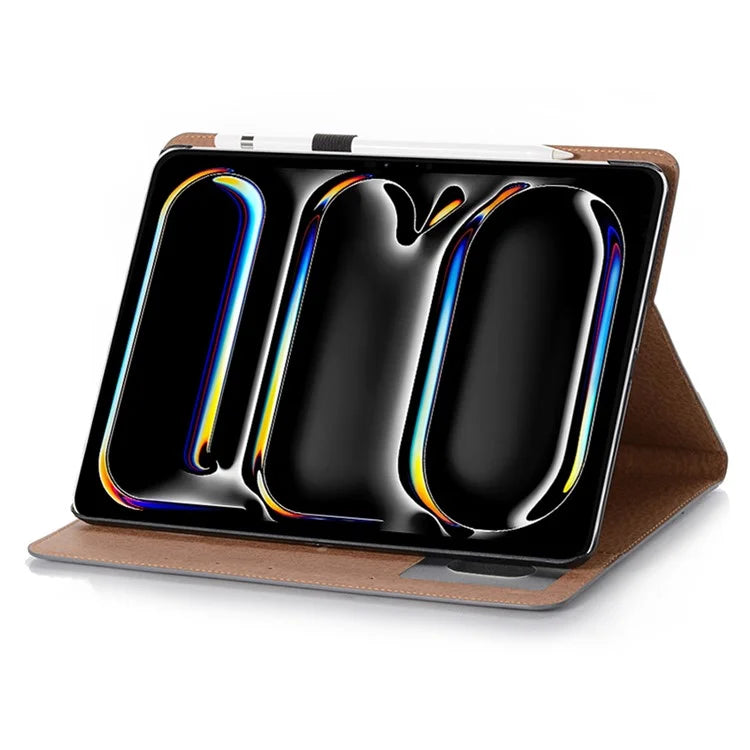 For iPad Pro 13 (2024) Case Auto Wake / Sleep Retro PU Leather Wallet Tablet Cover
