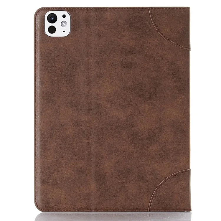For iPad Pro 13 (2024) Case Auto Wake / Sleep Retro PU Leather Wallet Tablet Cover