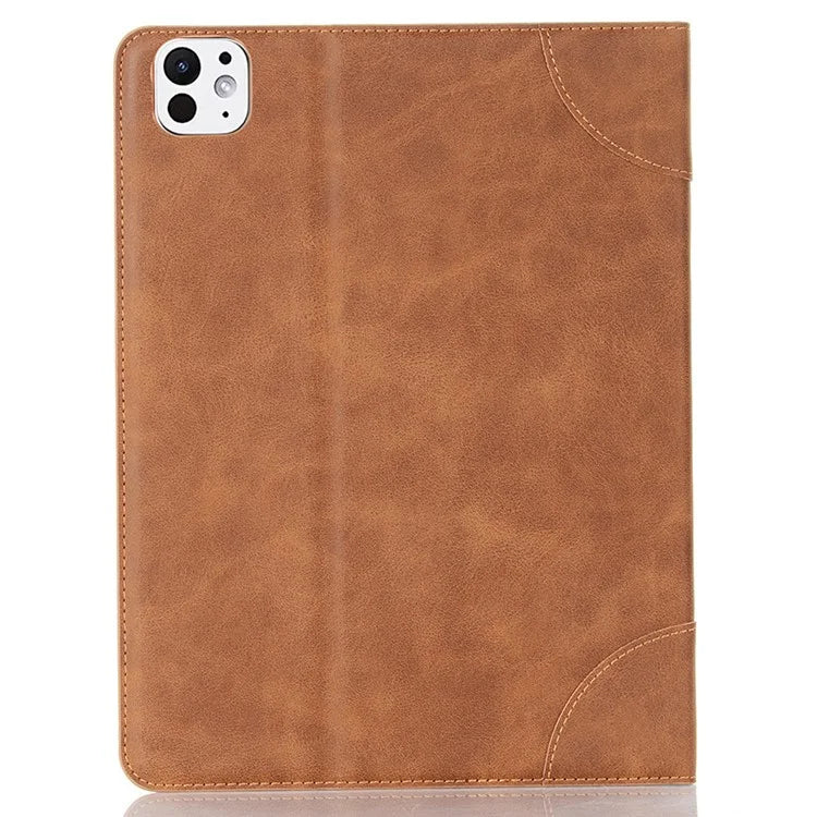 For iPad Pro 13 (2024) Case Auto Wake / Sleep Retro PU Leather Wallet Tablet Cover