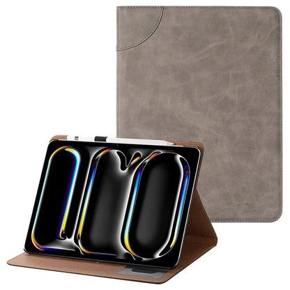 For iPad Pro 13 (2024) Case Auto Wake / Sleep Retro PU Leather Wallet Tablet Cover