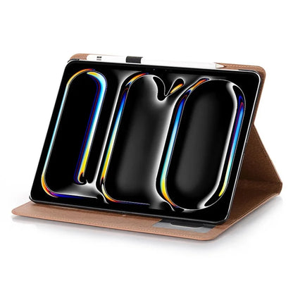 For iPad Pro 13 (2024) Case Auto Wake / Sleep Retro PU Leather Wallet Tablet Cover