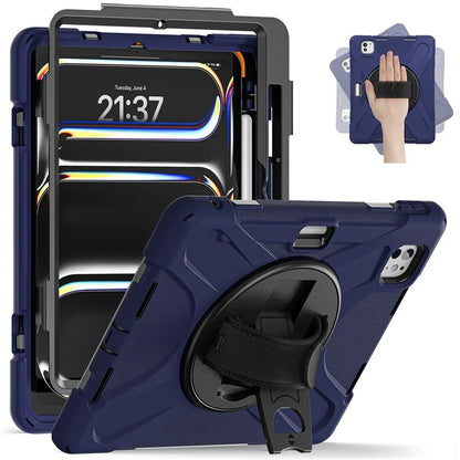 For iPad Pro 13 (2024) Case TPU+PC+Silicone Kickstand Tablet Cover with Pen Slot