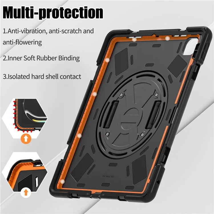 For iPad Pro 13 (2024) Case TPU+PC+Silicone Kickstand Tablet Cover with Pen Slot