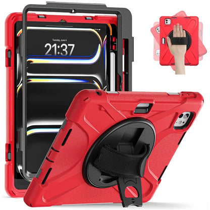 For iPad Pro 13 (2024) Case TPU+PC+Silicone Kickstand Tablet Cover with Pen Slot