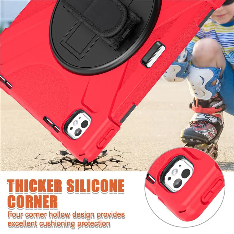 For iPad Pro 13 (2024) Case TPU+PC+Silicone Kickstand Tablet Cover with Pen Slot