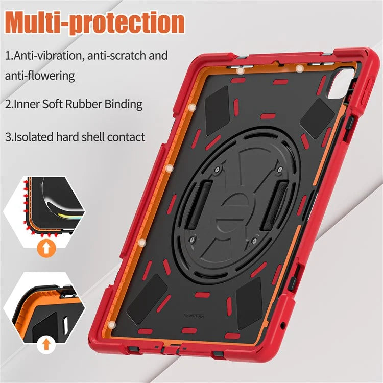 For iPad Pro 13 (2024) Case TPU+PC+Silicone Kickstand Tablet Cover with Pen Slot