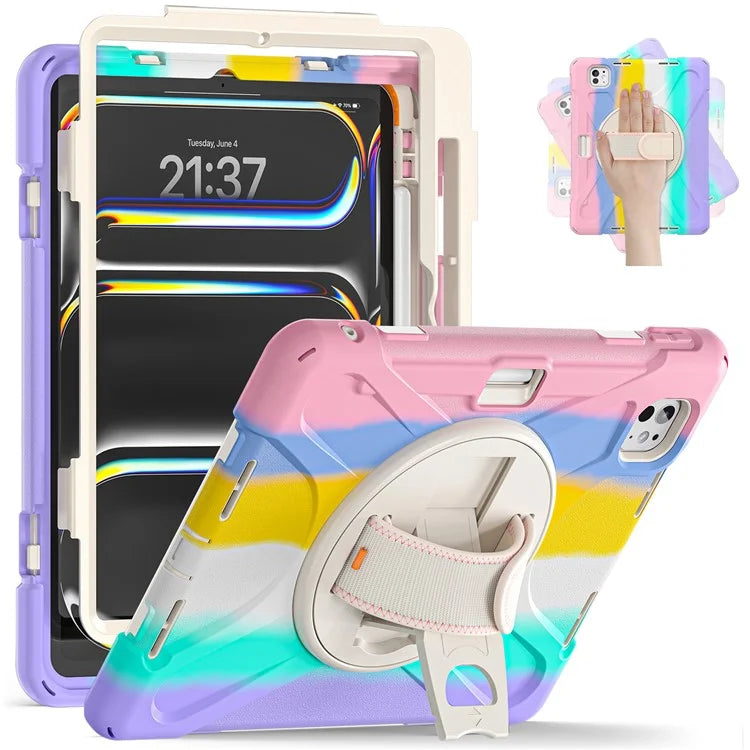 For iPad Pro 13 (2024) Case TPU+PC+Silicone Kickstand Tablet Cover with Pen Slot