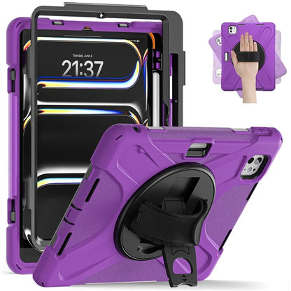 For iPad Pro 13 (2024) Case TPU+PC+Silicone Kickstand Tablet Cover with Pen Slot