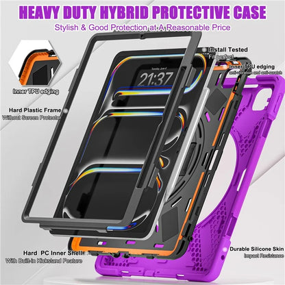 For iPad Pro 13 (2024) Case TPU+PC+Silicone Kickstand Tablet Cover with Pen Slot