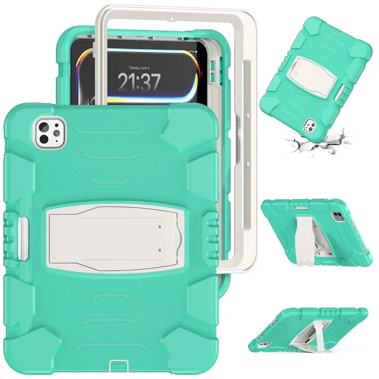 For iPad Pro 11 (2024) Case PC+Silicone Tablet Cover with Kickstand