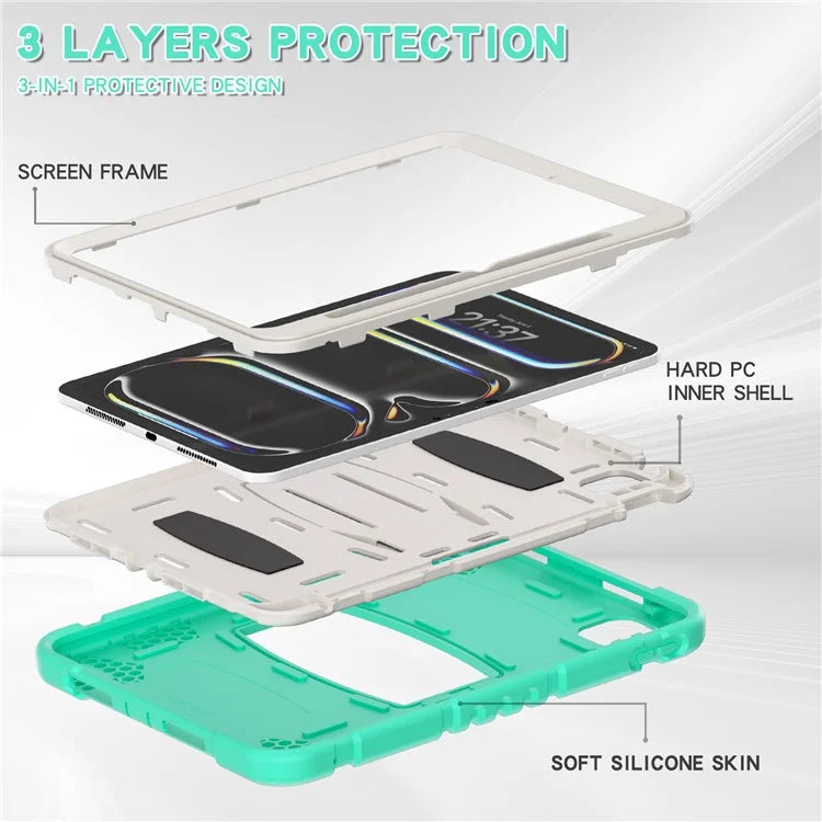 For iPad Pro 11 (2024) Case PC+Silicone Tablet Cover with Kickstand