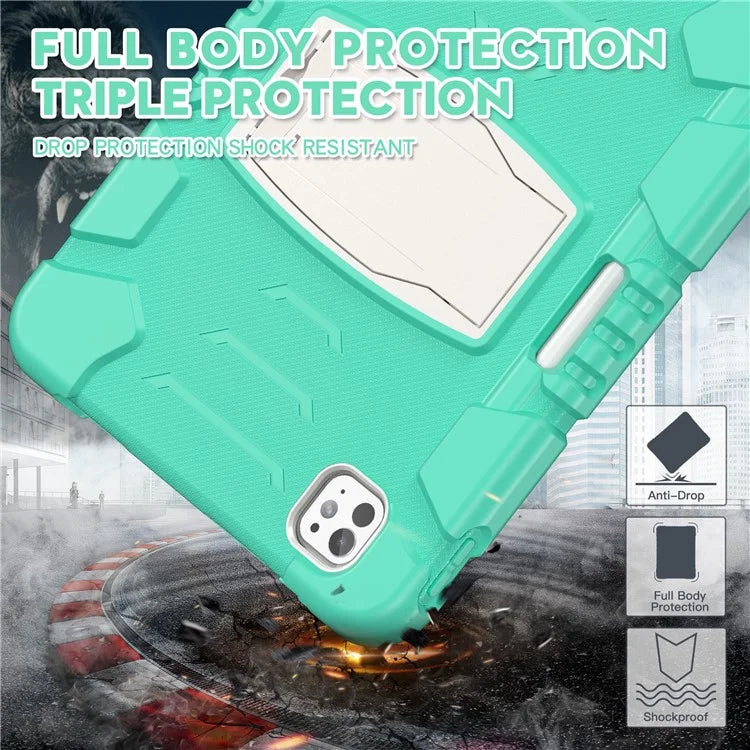 For iPad Pro 11 (2024) Case PC+Silicone Tablet Cover with Kickstand