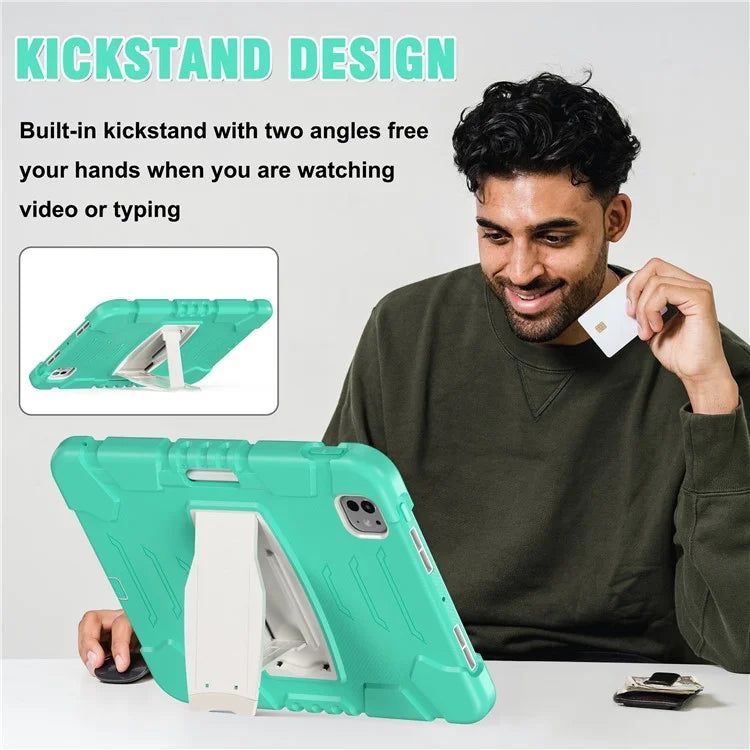 For iPad Pro 11 (2024) Case PC+Silicone Tablet Cover with Kickstand