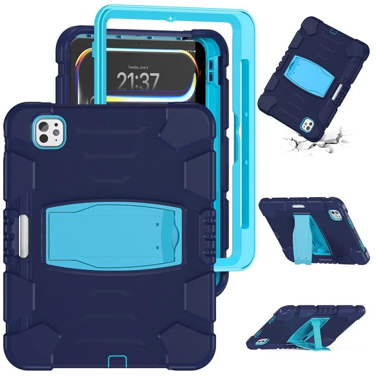For iPad Pro 11 (2024) Case PC+Silicone Tablet Cover with Kickstand
