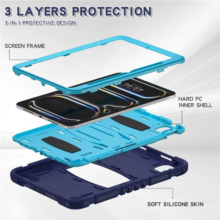 For iPad Pro 11 (2024) Case PC+Silicone Tablet Cover with Kickstand