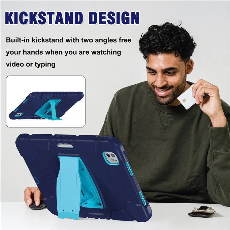 For iPad Pro 11 (2024) Case PC+Silicone Tablet Cover with Kickstand