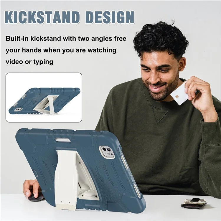 For iPad Pro 11 (2024) Case PC+Silicone Tablet Cover with Kickstand