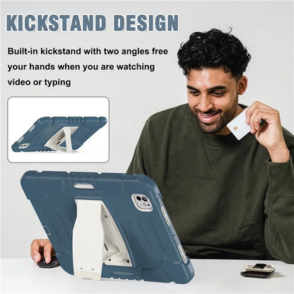 For iPad Pro 11 (2024) Case PC+Silicone Tablet Cover with Kickstand