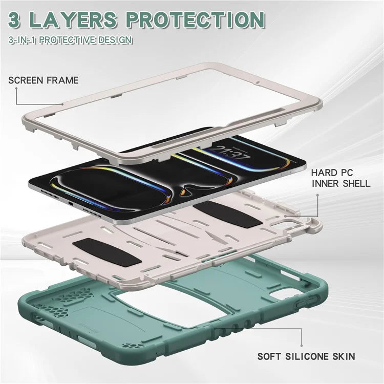 For iPad Pro 11 (2024) Case PC+Silicone Tablet Cover with Kickstand
