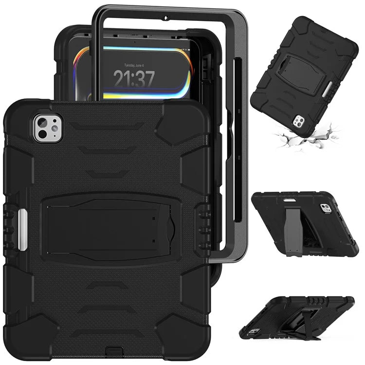For iPad Pro 11 (2024) Case PC+Silicone Tablet Cover with Kickstand