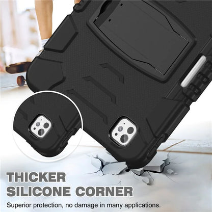For iPad Pro 11 (2024) Case PC+Silicone Tablet Cover with Kickstand