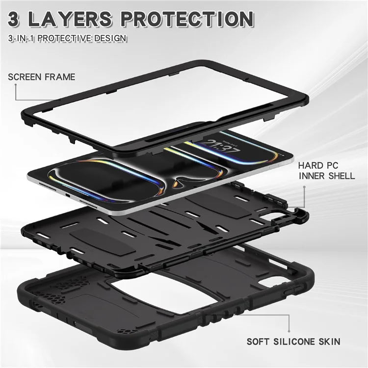 For iPad Pro 11 (2024) Case PC+Silicone Tablet Cover with Kickstand