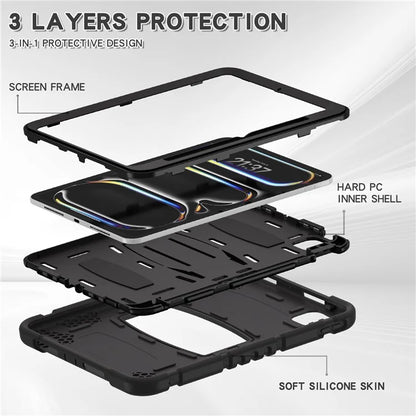 For iPad Pro 11 (2024) Case PC+Silicone Tablet Cover with Kickstand