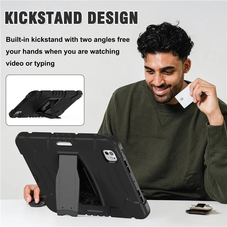For iPad Pro 11 (2024) Case PC+Silicone Tablet Cover with Kickstand