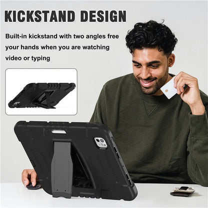 For iPad Pro 11 (2024) Case PC+Silicone Tablet Cover with Kickstand