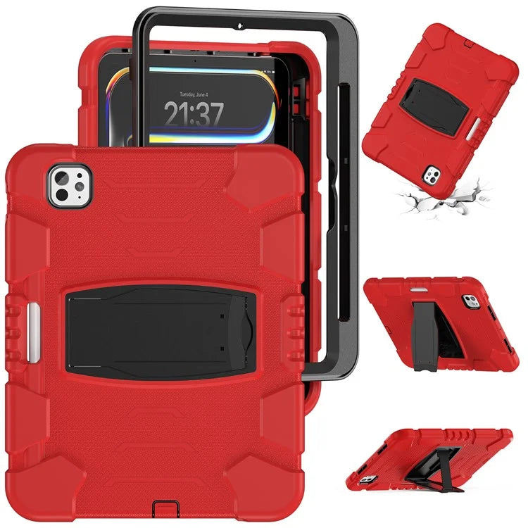 For iPad Pro 11 (2024) Case PC+Silicone Tablet Cover with Kickstand