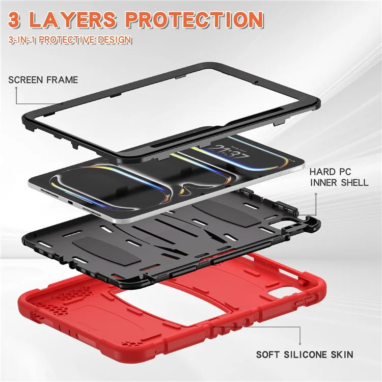 For iPad Pro 11 (2024) Case PC+Silicone Tablet Cover with Kickstand