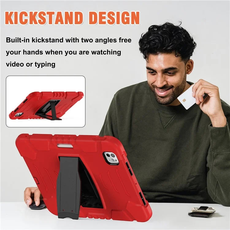 For iPad Pro 11 (2024) Case PC+Silicone Tablet Cover with Kickstand