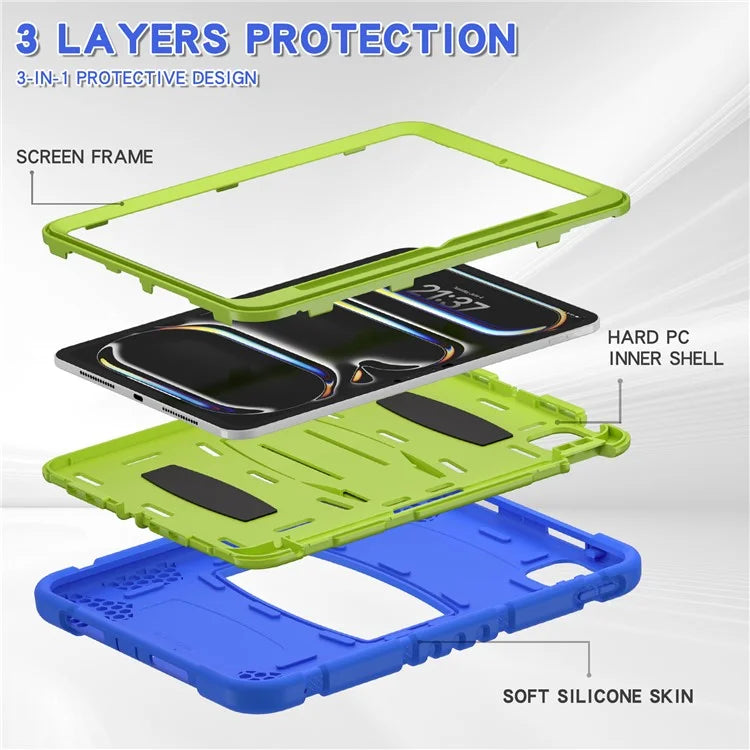 For iPad Pro 11 (2024) Case PC+Silicone Tablet Cover with Kickstand