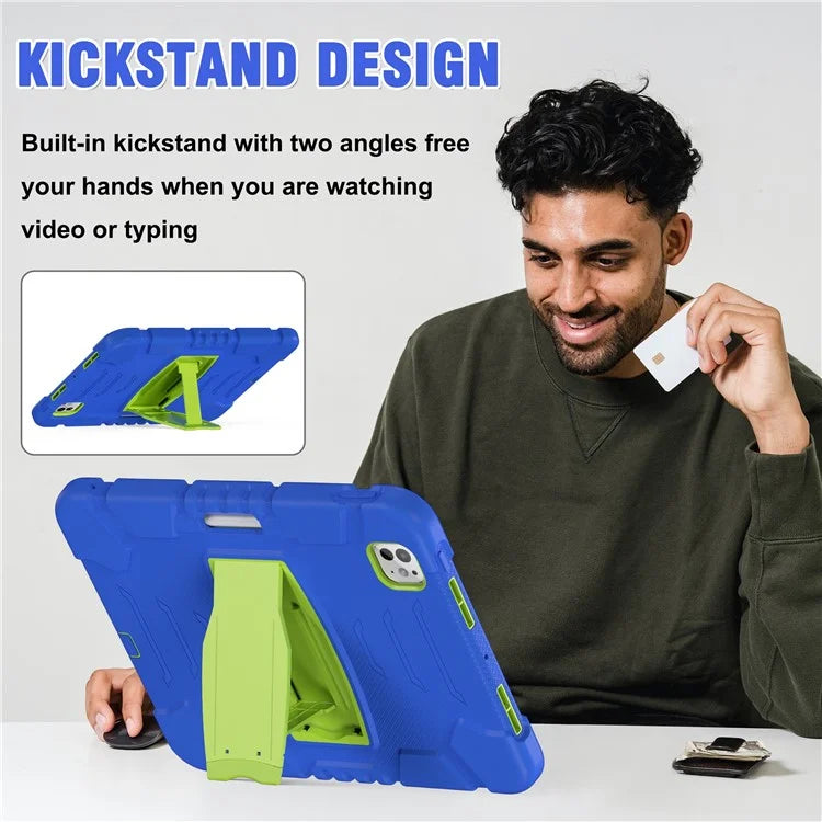 For iPad Pro 11 (2024) Case PC+Silicone Tablet Cover with Kickstand
