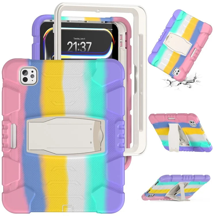 For iPad Pro 11 (2024) Case PC+Silicone Tablet Cover with Kickstand