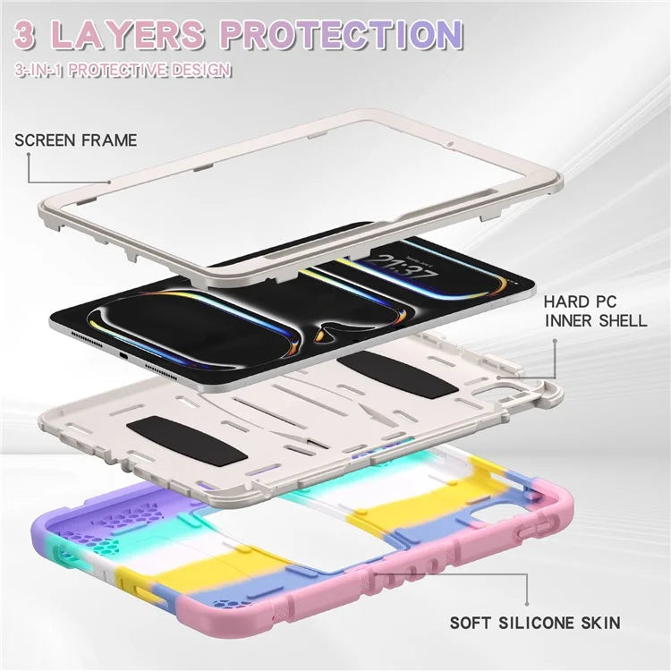 For iPad Pro 11 (2024) Case PC+Silicone Tablet Cover with Kickstand