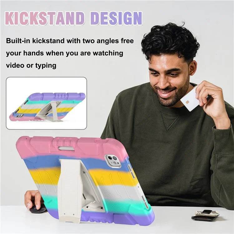 For iPad Pro 11 (2024) Case PC+Silicone Tablet Cover with Kickstand