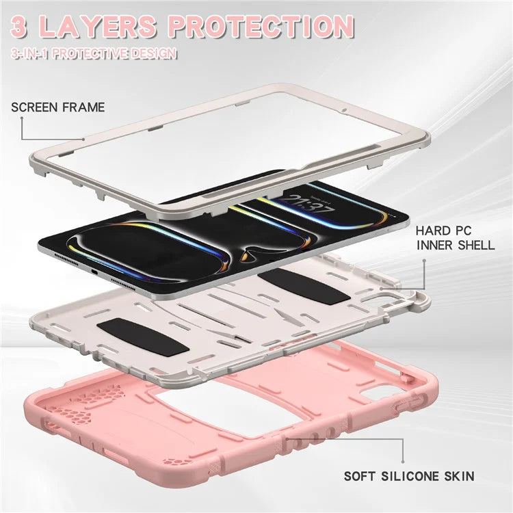 For iPad Pro 11 (2024) Case PC+Silicone Tablet Cover with Kickstand