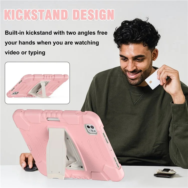 For iPad Pro 11 (2024) Case PC+Silicone Tablet Cover with Kickstand