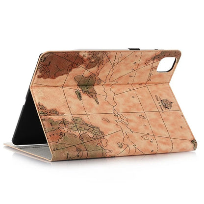 For iPad Pro 13 (2024) Case Wallet Map Pattern PU Leather Folio Tablet Cover Auto Wake / Sleep
