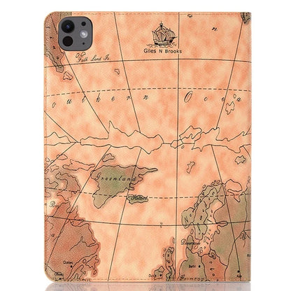 For iPad Pro 13 (2024) Case Wallet Map Pattern PU Leather Folio Tablet Cover Auto Wake / Sleep