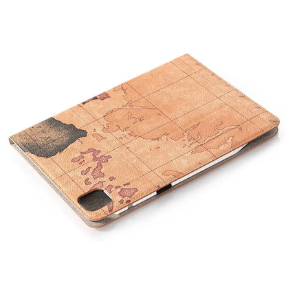 For iPad Pro 13 (2024) Case Wallet Map Pattern PU Leather Folio Tablet Cover Auto Wake / Sleep