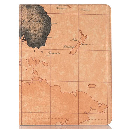 For iPad Pro 13 (2024) Case Wallet Map Pattern PU Leather Folio Tablet Cover Auto Wake / Sleep