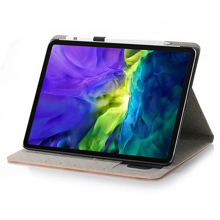 For iPad Pro 11 (2024) Case Auto Wake / Sleep Leather Tablet Cover Map Pattern Card Slots