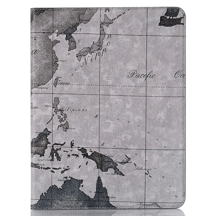 For iPad Pro 11 (2024) Case Auto Wake / Sleep Leather Tablet Cover Map Pattern Card Slots