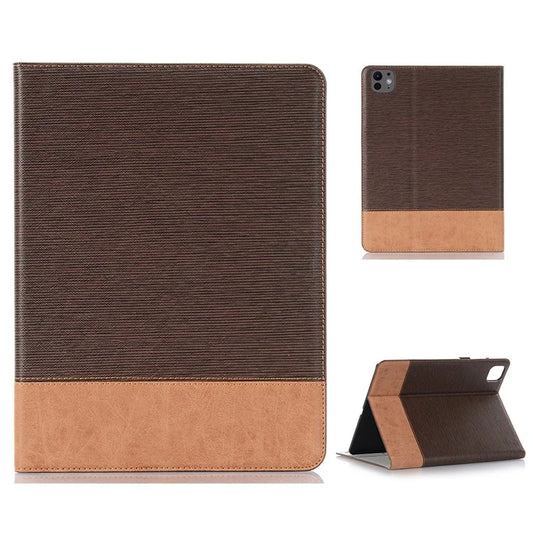 For iPad Pro 11 (2024) Case Auto Wake / Sleep PU Leather Tablet Cover Cross Texture Splicing