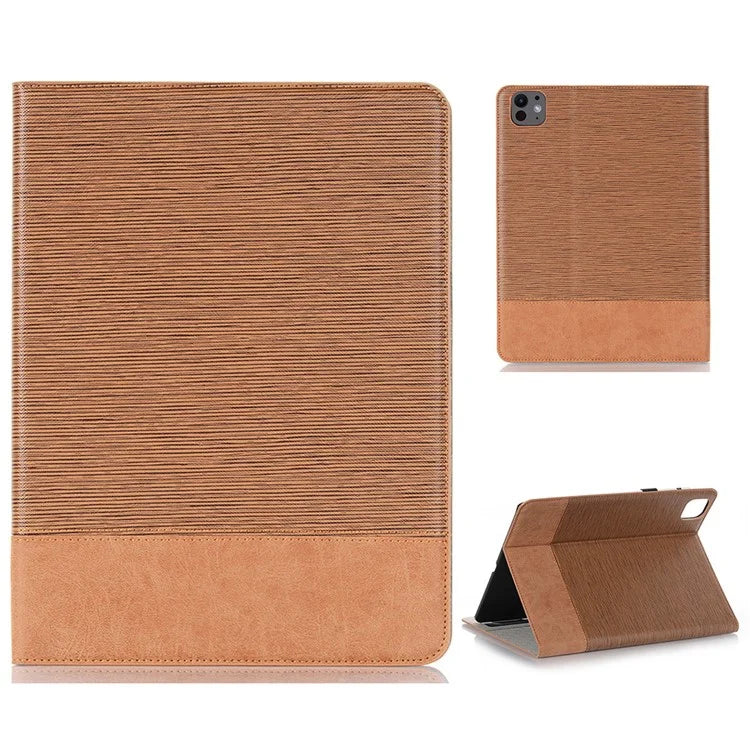 For iPad Pro 11 (2024) Case Auto Wake / Sleep PU Leather Tablet Cover Cross Texture Splicing
