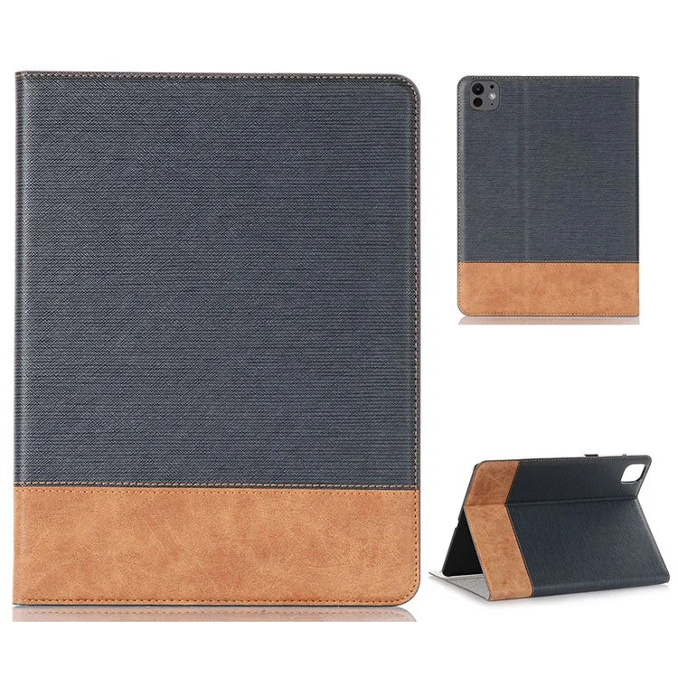 For iPad Pro 13 (2024) Case Cross Texture Splicing Leather Smart Tablet Cover Card Slots