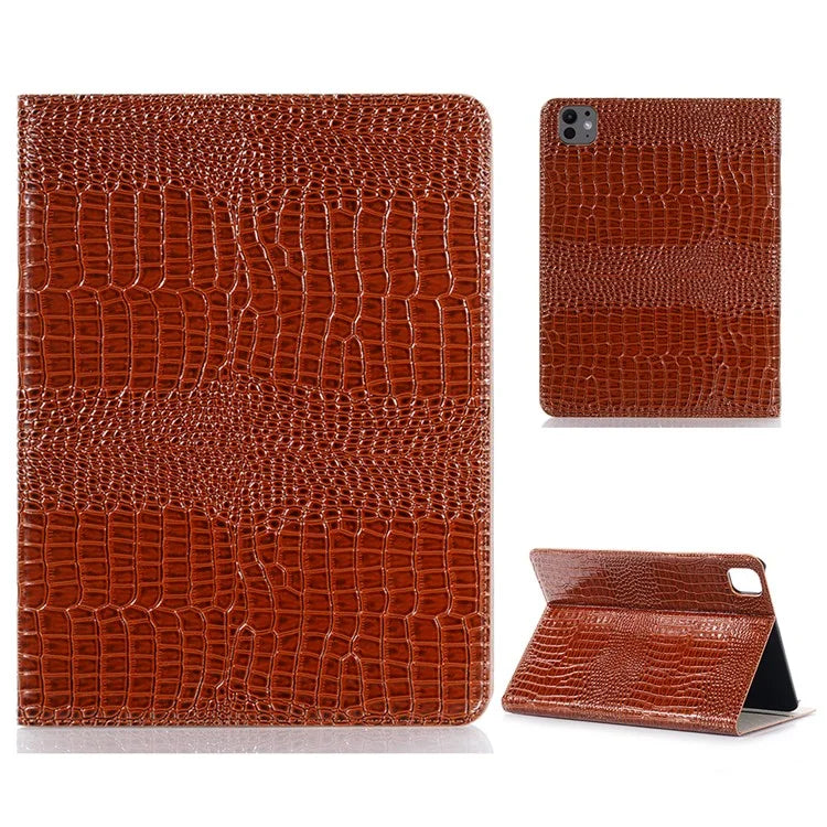 For iPad Pro 11 (2024) Case PU Leather Crocodile Texture Tablet Cover Auto Wake / Sleep