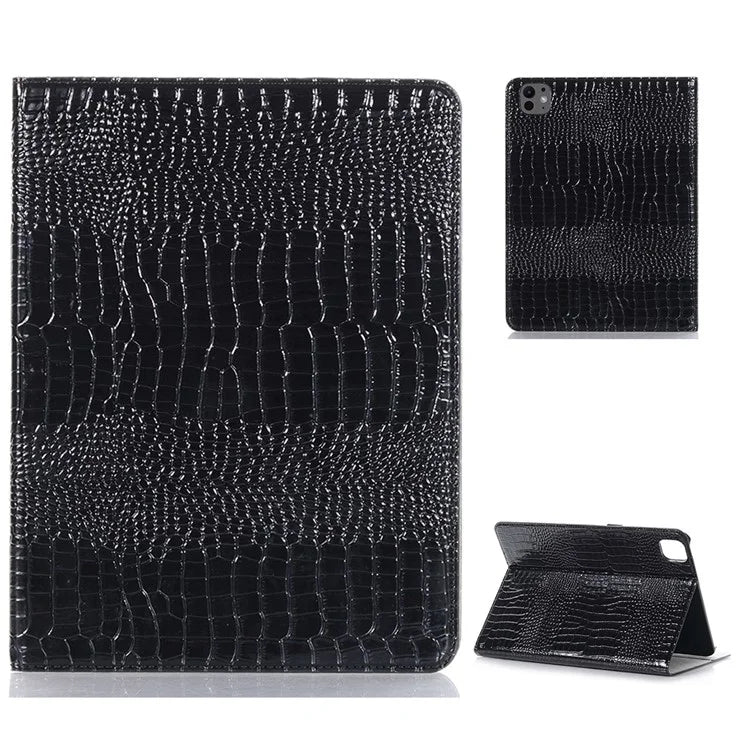 For iPad Pro 11 (2024) Case PU Leather Crocodile Texture Tablet Cover Auto Wake / Sleep